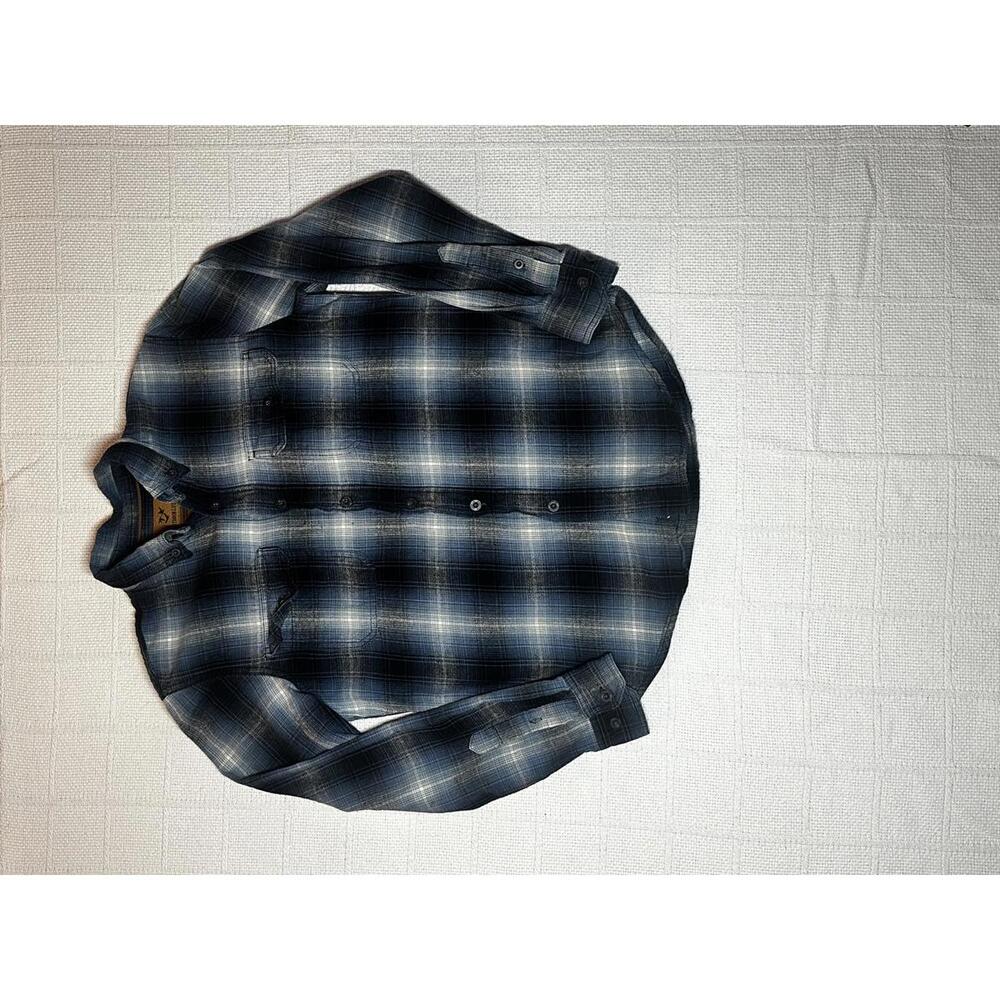 Men's Blue and Black Plaid Button-Up Shirt